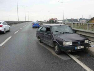 Tekeri çıkan otomobil bariyere çarptı: 1 yaralı