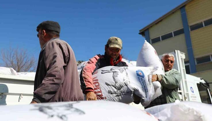 Korkutelili çiftçilere 36 ton yem desteği