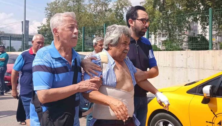 Kazada eşini kaybeden adam, cenazeyi almaya sargılarla geldi