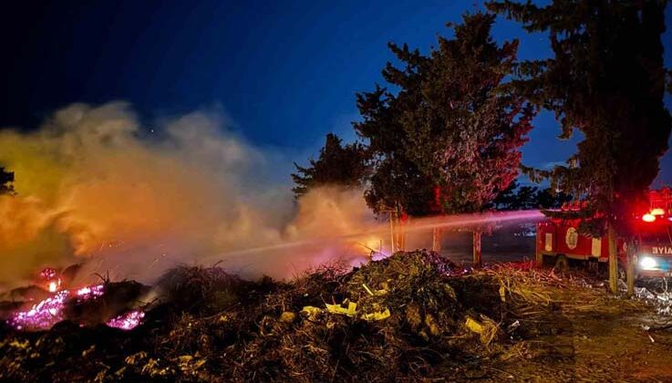 Gazipaşa’da atıkların biriktiği sahilde çöplük yangını