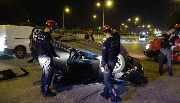 Çalıştığı oto galeriden emanet aldığı otomobille takla attı: 5 kişi kazayı burnu bile kanamadan atlattı